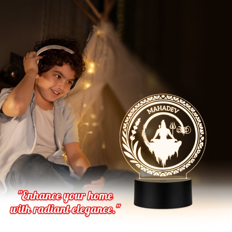 Mahadev 3D LED Night Lamp  Spiritual Bedside Table Decor for Mahashivratri & New Home Gift  Divine Gift for Shiva Devotees, Family & Friends   Warm White Light